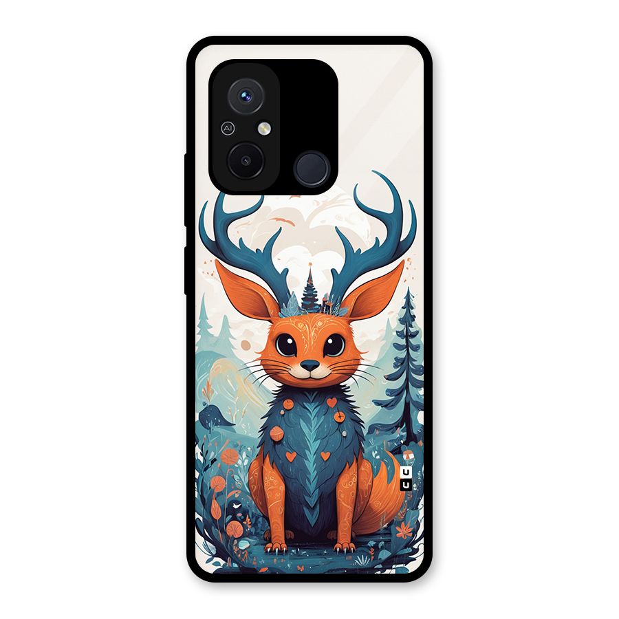 Magestic Animal Glass Back Case for Redmi 12C