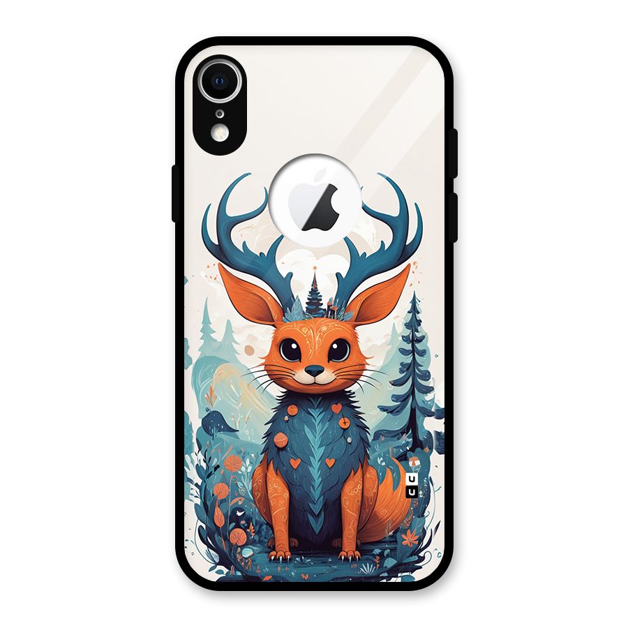 Magestic Animal Glass Back Case for iPhone XR Logo Cut