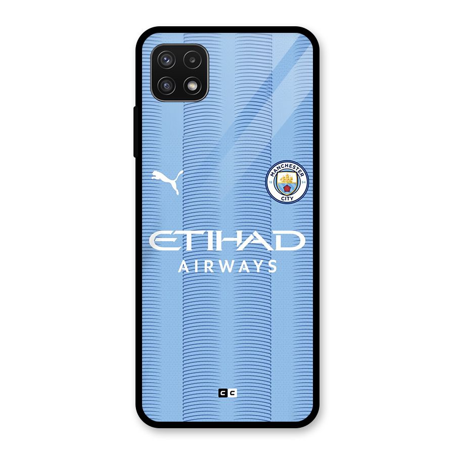 Manchester Etihad Jersey Glass Back Case for Galaxy A22 5G