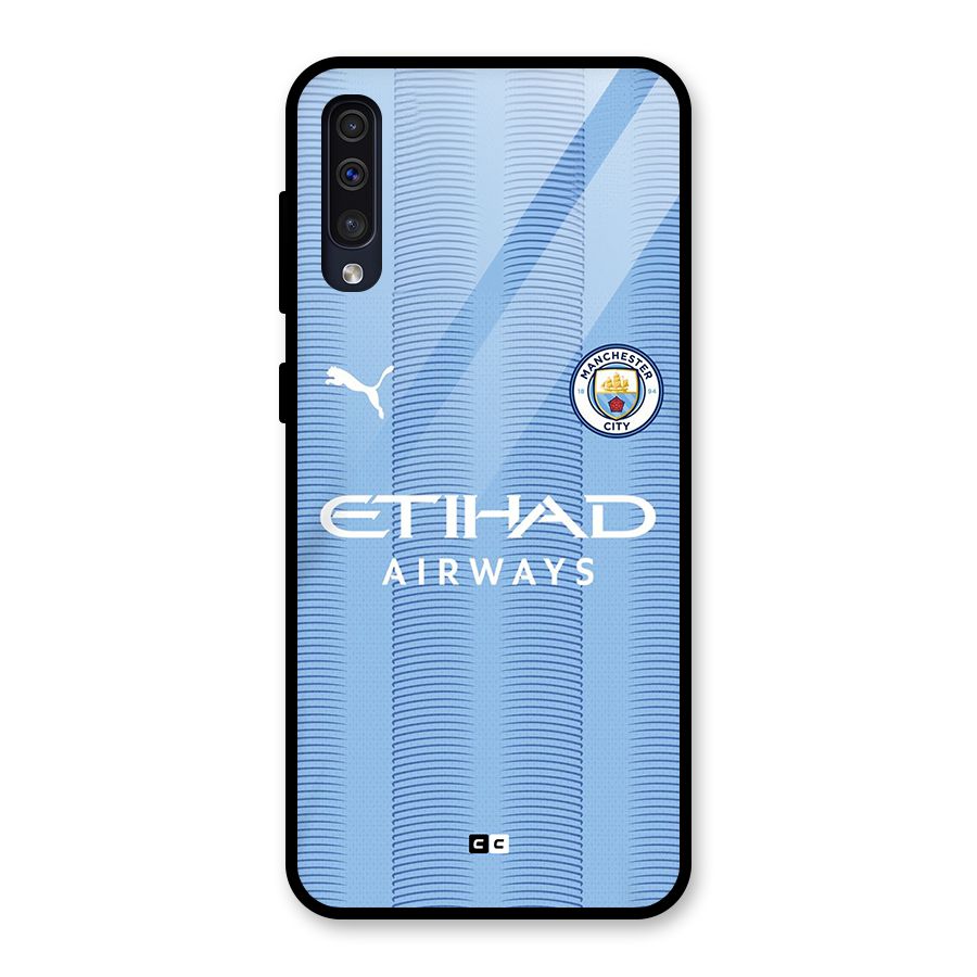 Manchester Etihad Jersey Glass Back Case for Galaxy A50
