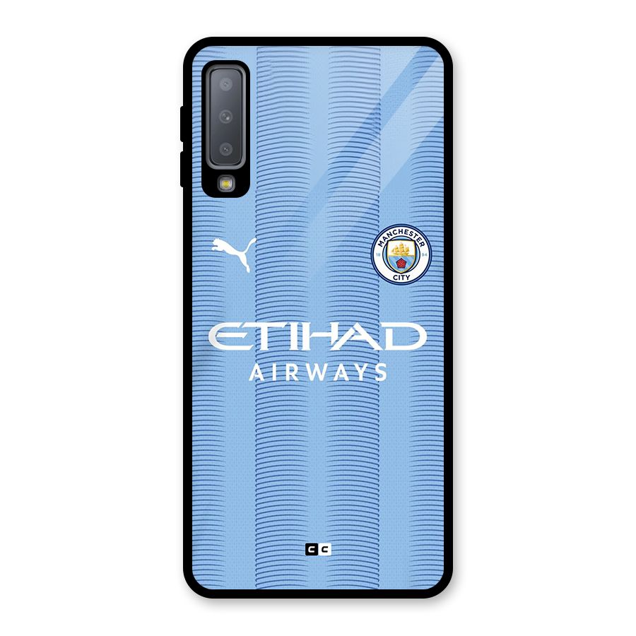 Manchester Etihad Jersey Glass Back Case for Galaxy A7 (2018)