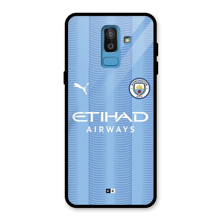 Manchester Etihad Jersey Glass Back Case for Galaxy J8