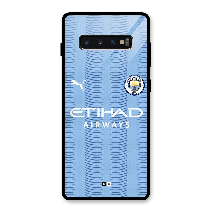 Manchester Etihad Jersey Glass Back Case for Galaxy S10 Plus