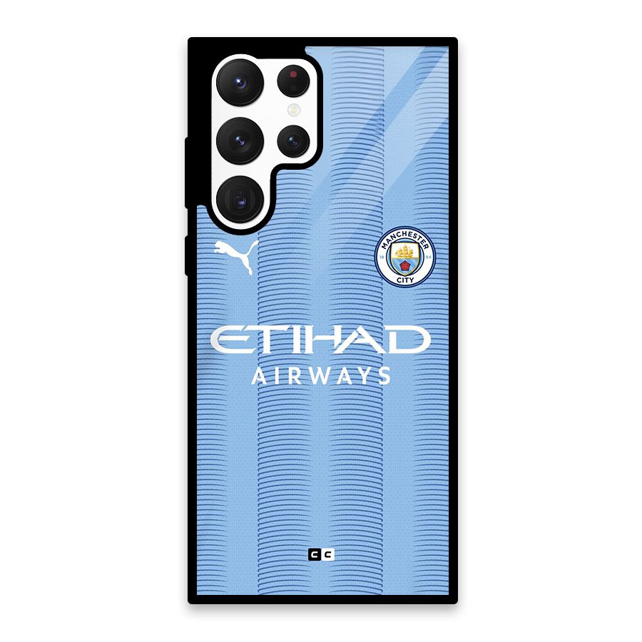 Manchester Etihad Jersey Glass Back Case for Galaxy S22 Ultra 5G