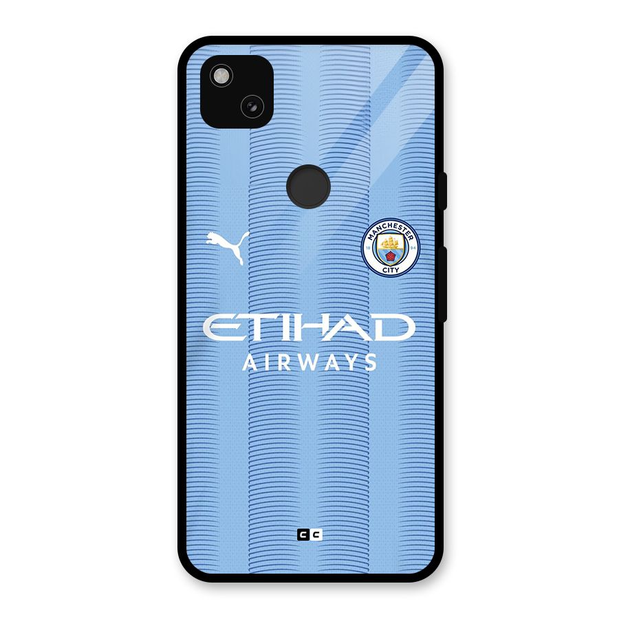Manchester Etihad Jersey Glass Back Case for Google Pixel 4a