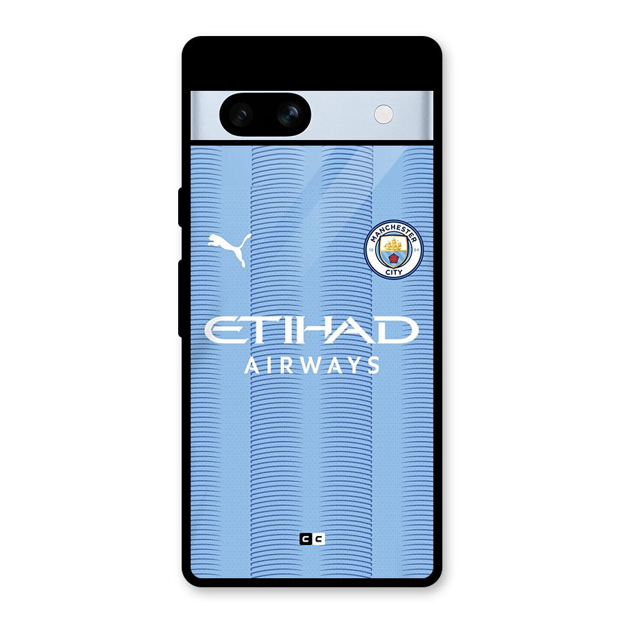 Manchester Etihad Jersey Glass Back Case for Google Pixel 7a