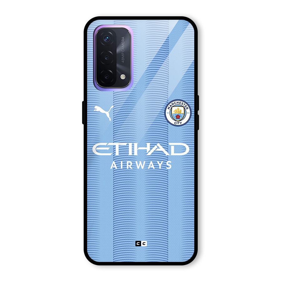 Manchester Etihad Jersey Glass Back Case for Oppo A74 5G