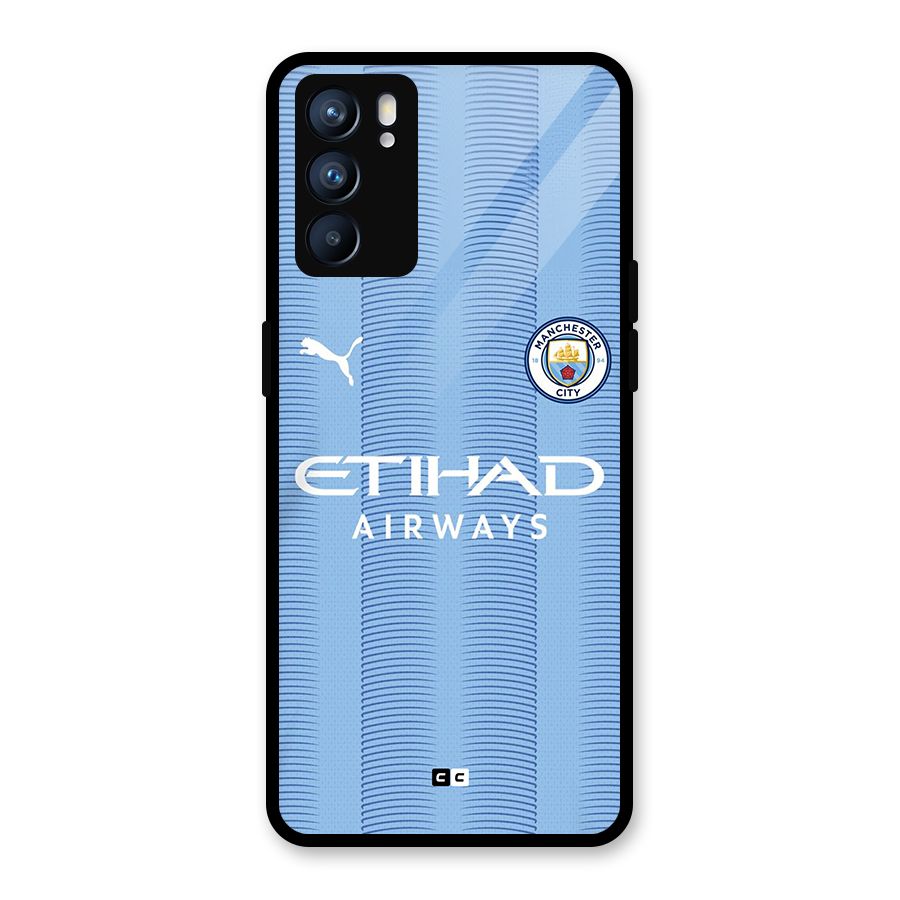 Manchester Etihad Jersey Glass Back Case for Oppo Reno6 5G