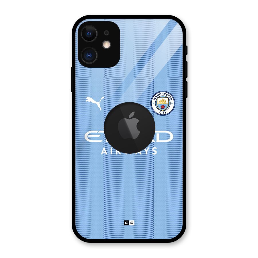 Manchester Etihad Jersey Glass Back Case for iPhone 11 Logo Cut