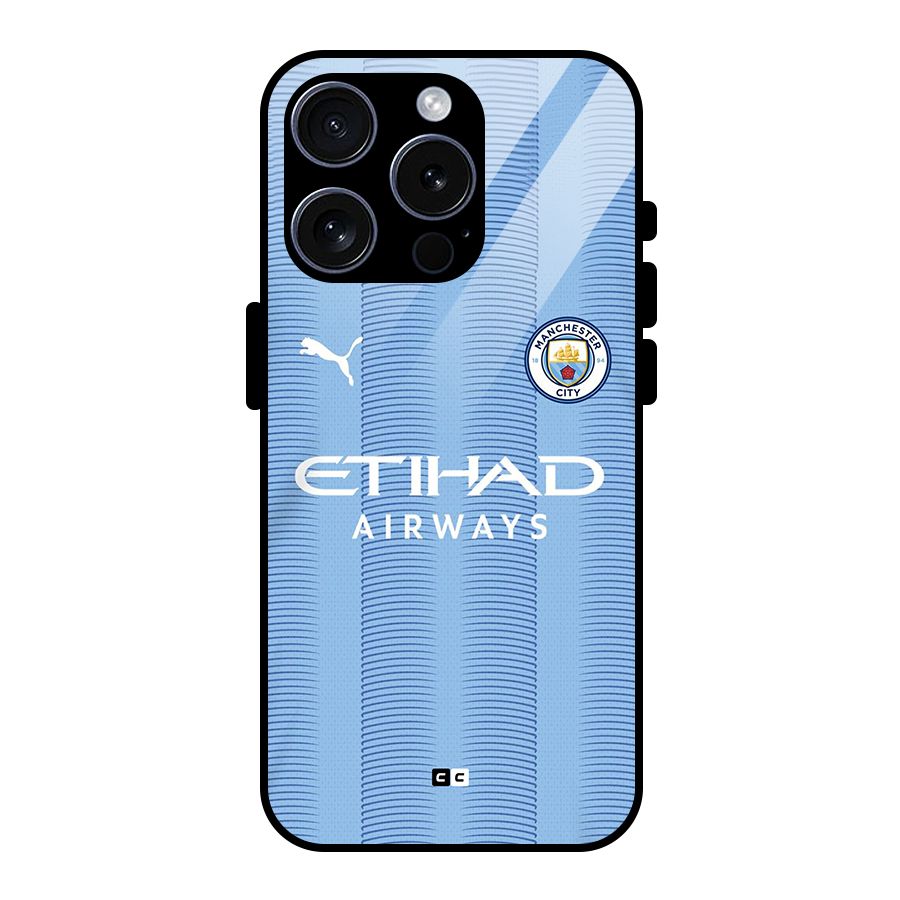 Manchester Etihad Jersey Glass Back Case for iPhone 15 Pro