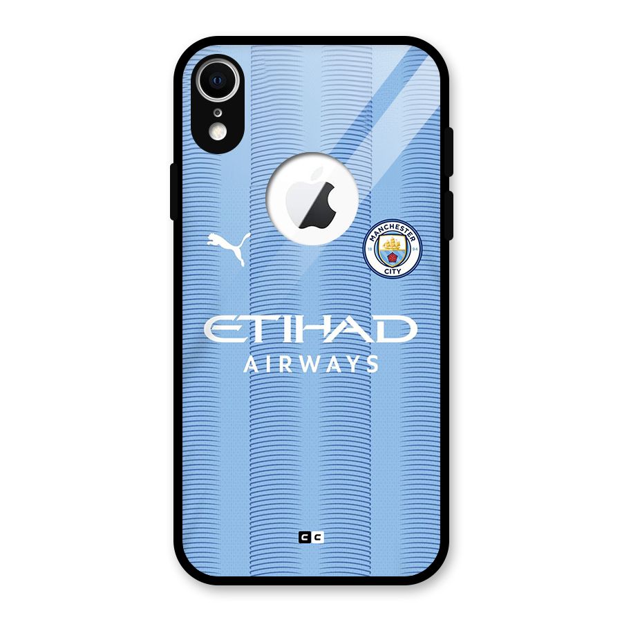 Manchester Etihad Jersey Glass Back Case for iPhone XR Logo Cut