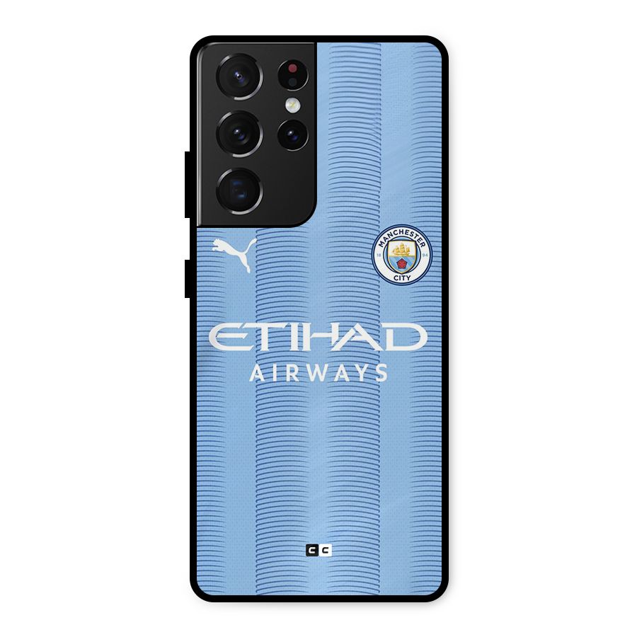 Manchester Etihad Jersey Metal Back Case for Galaxy S21 Ultra 5G
