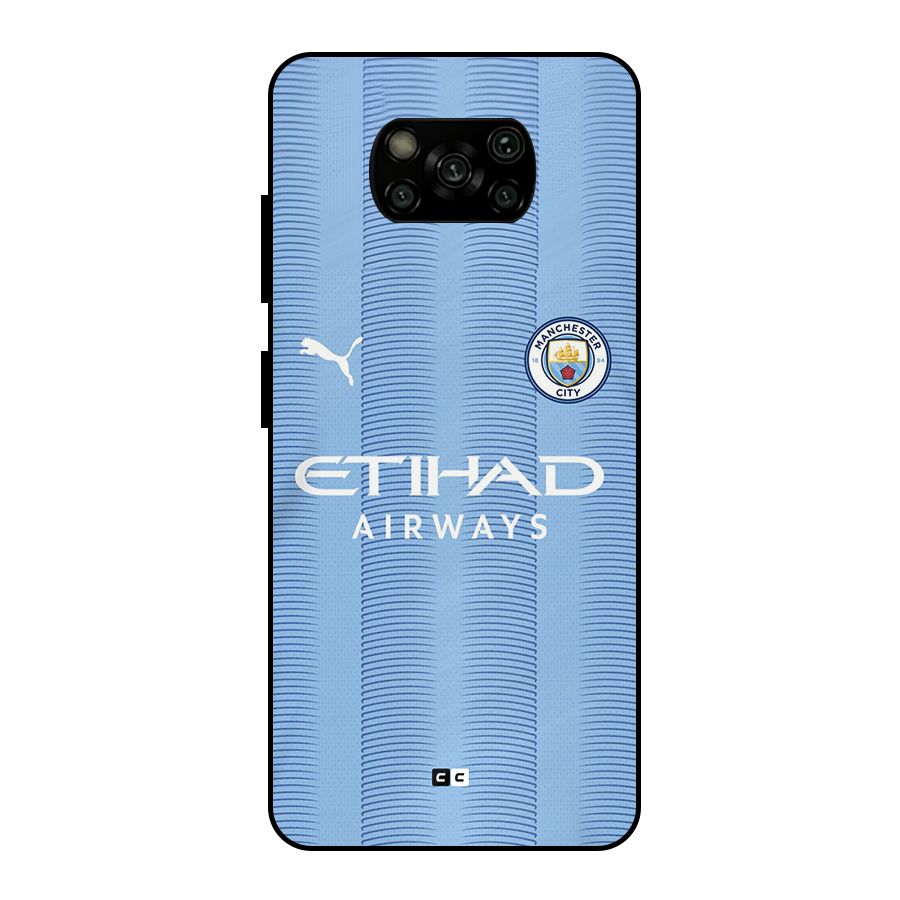 Manchester Etihad Jersey Metal Back Case for Poco X3