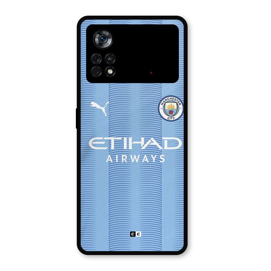 Manchester Etihad Jersey Metal Back Case for Poco X4 Pro 5G
