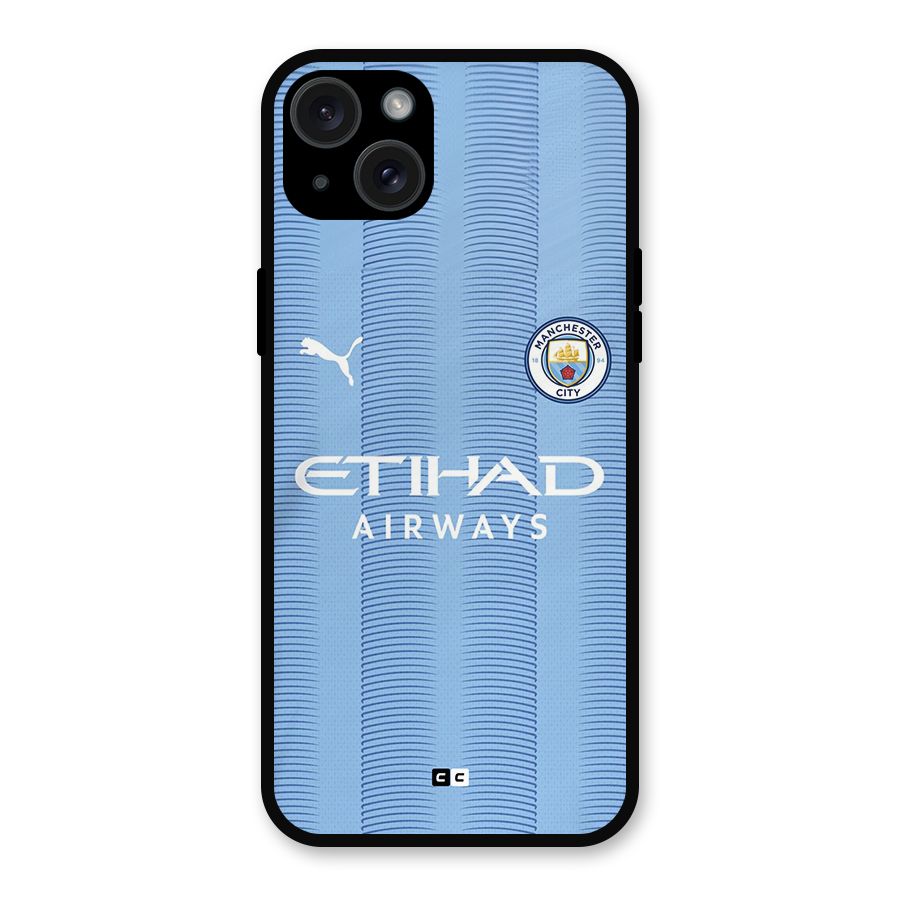 Manchester Etihad Jersey Metal Back Case for iPhone 15 Plus