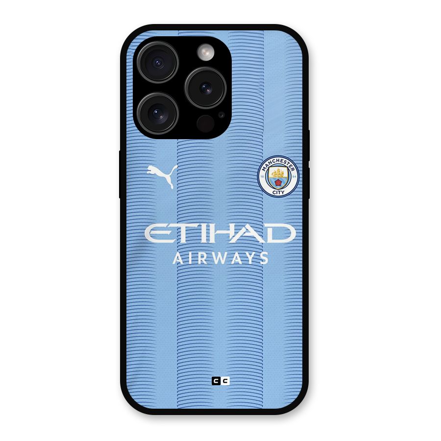 Manchester Etihad Jersey Metal Back Case for iPhone 15 Pro