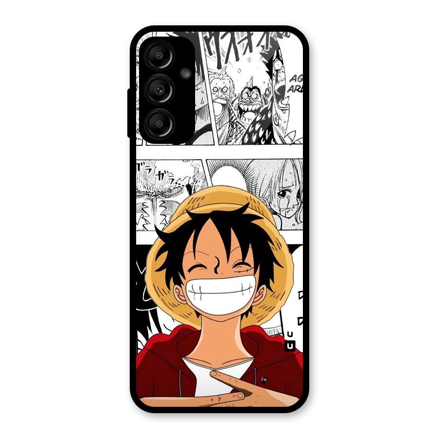 Manga Style Luffy Glass Back Case for Galaxy A14 5G