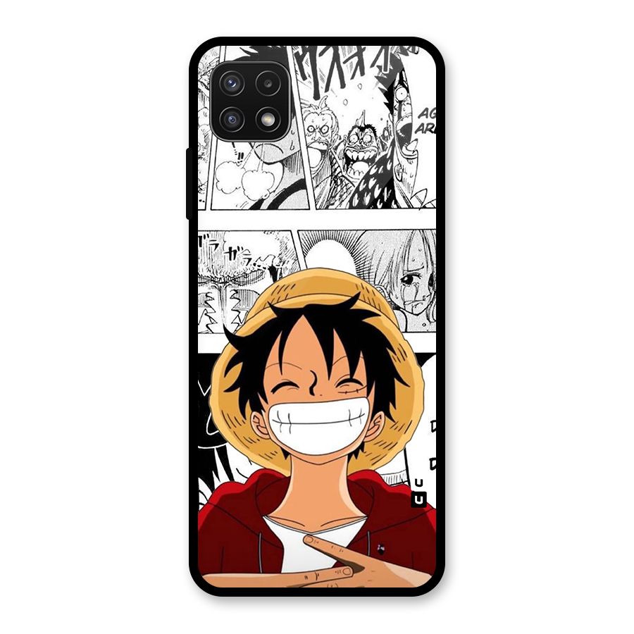 Manga Style Luffy Glass Back Case for Galaxy A22 5G