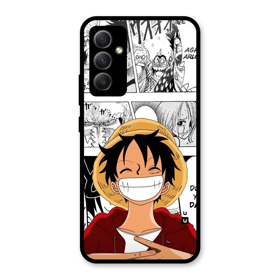 Manga Style Luffy Glass Back Case for Galaxy A34