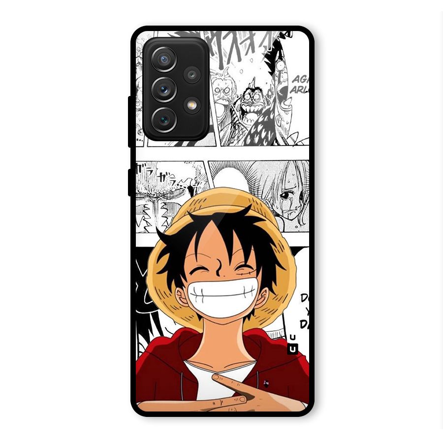 Manga Style Luffy Glass Back Case for Galaxy A72