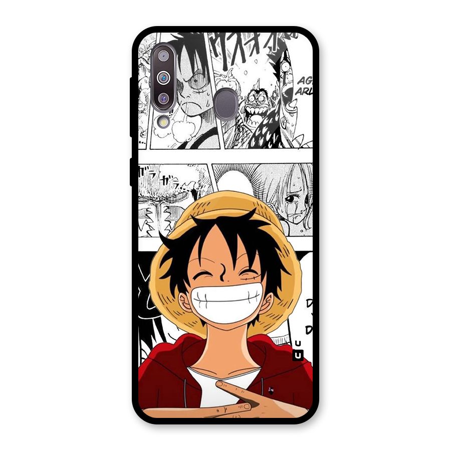 Manga Style Luffy Glass Back Case for Galaxy M30