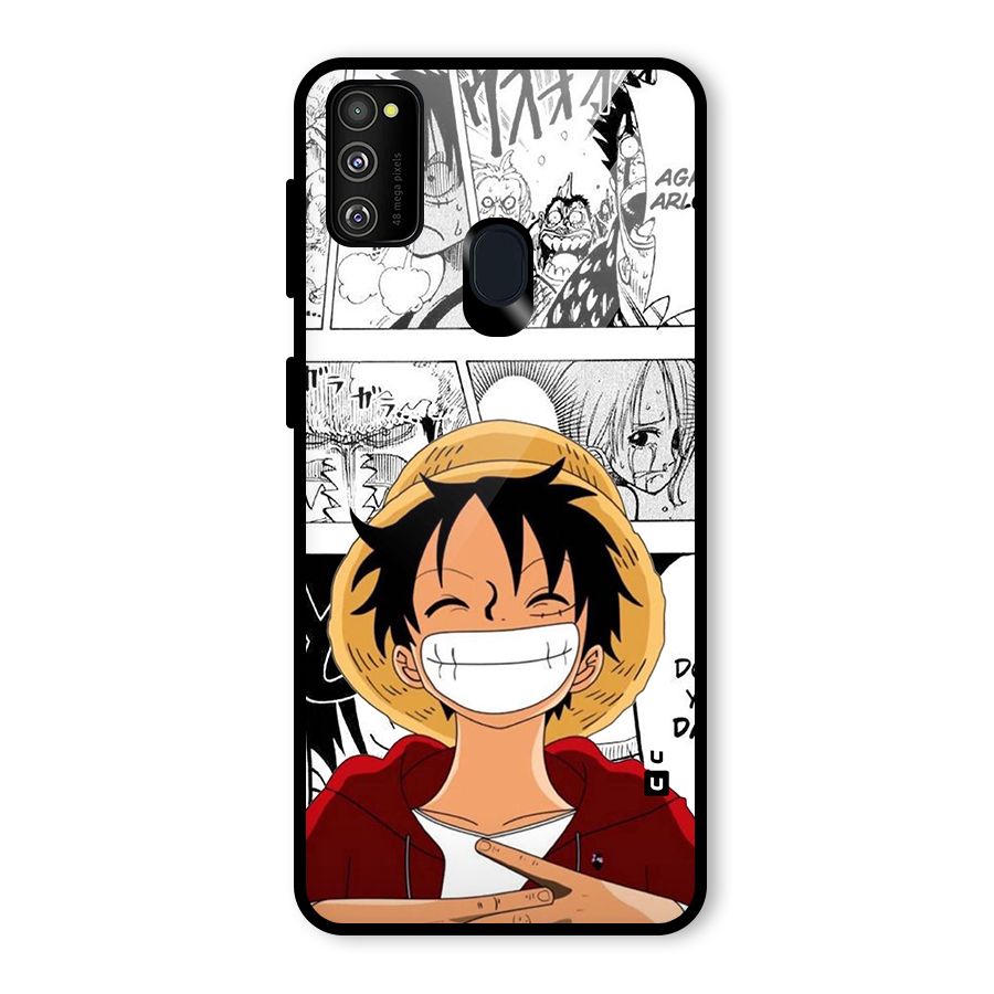 Manga Style Luffy Glass Back Case for Galaxy M30s