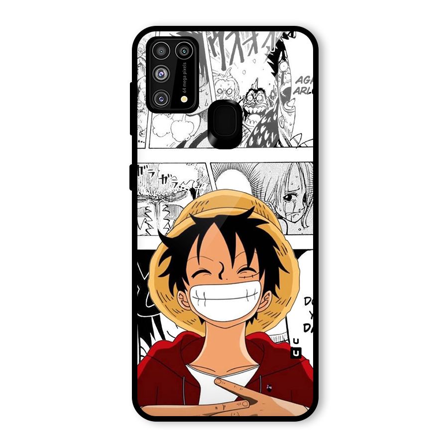 Manga Style Luffy Glass Back Case for Galaxy M31