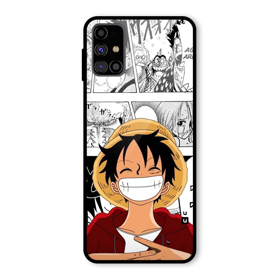 Manga Style Luffy Glass Back Case for Galaxy M31s
