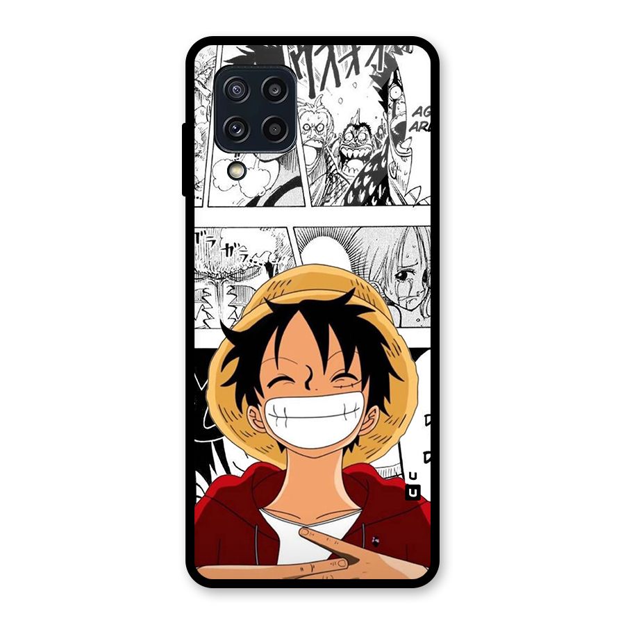 Manga Style Luffy Glass Back Case for Galaxy M32