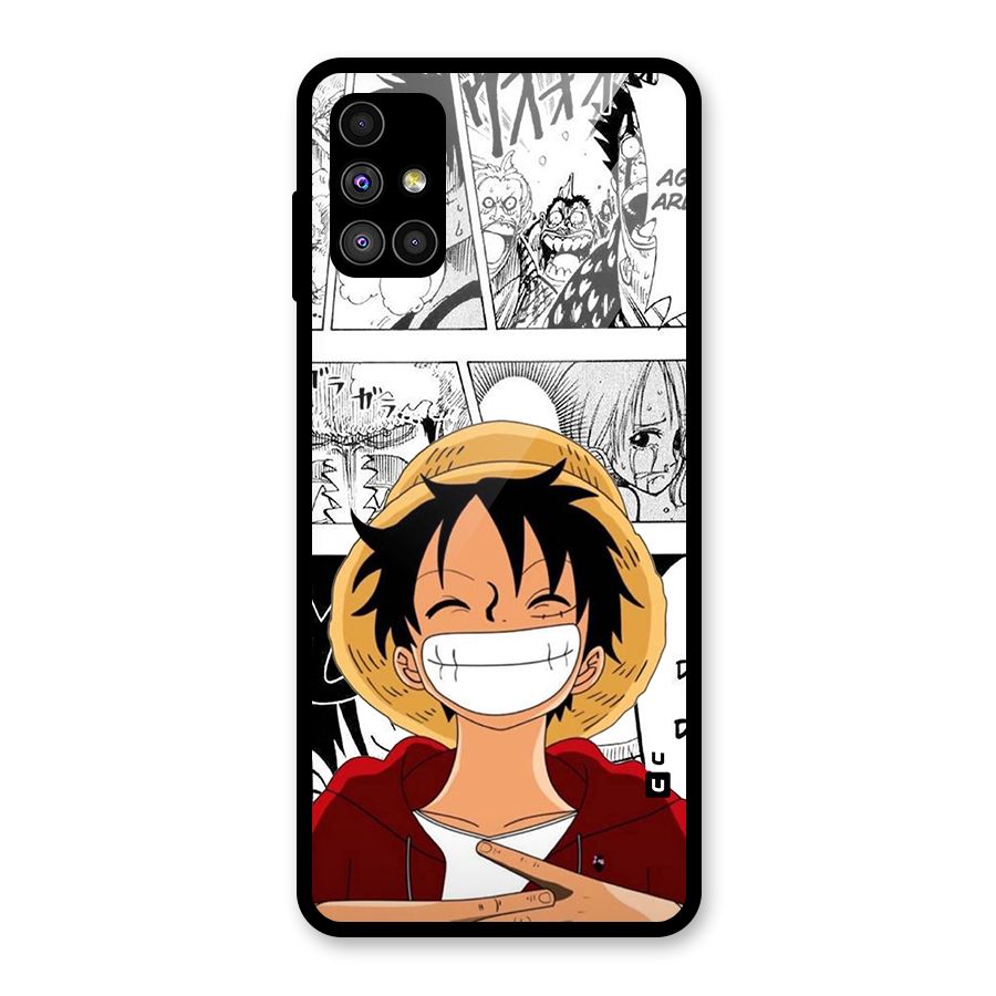 Manga Style Luffy Glass Back Case for Galaxy M51