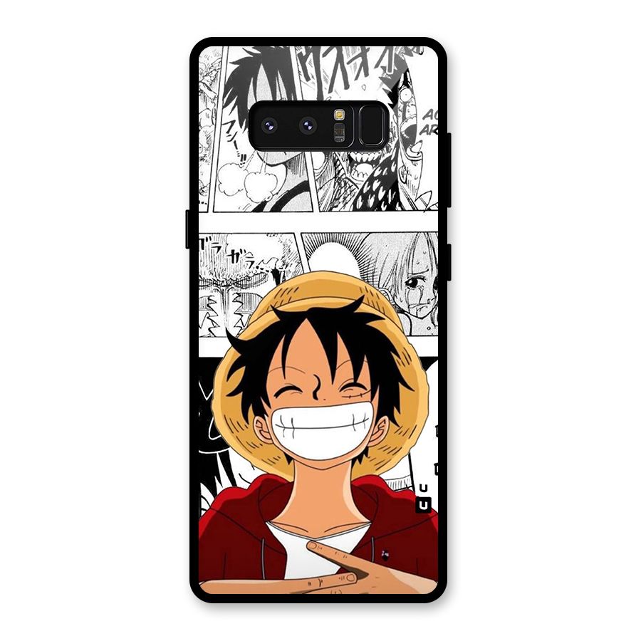 Manga Style Luffy Glass Back Case for Galaxy Note 8