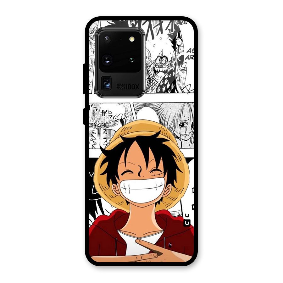 Manga Style Luffy Glass Back Case for Galaxy S20 Ultra
