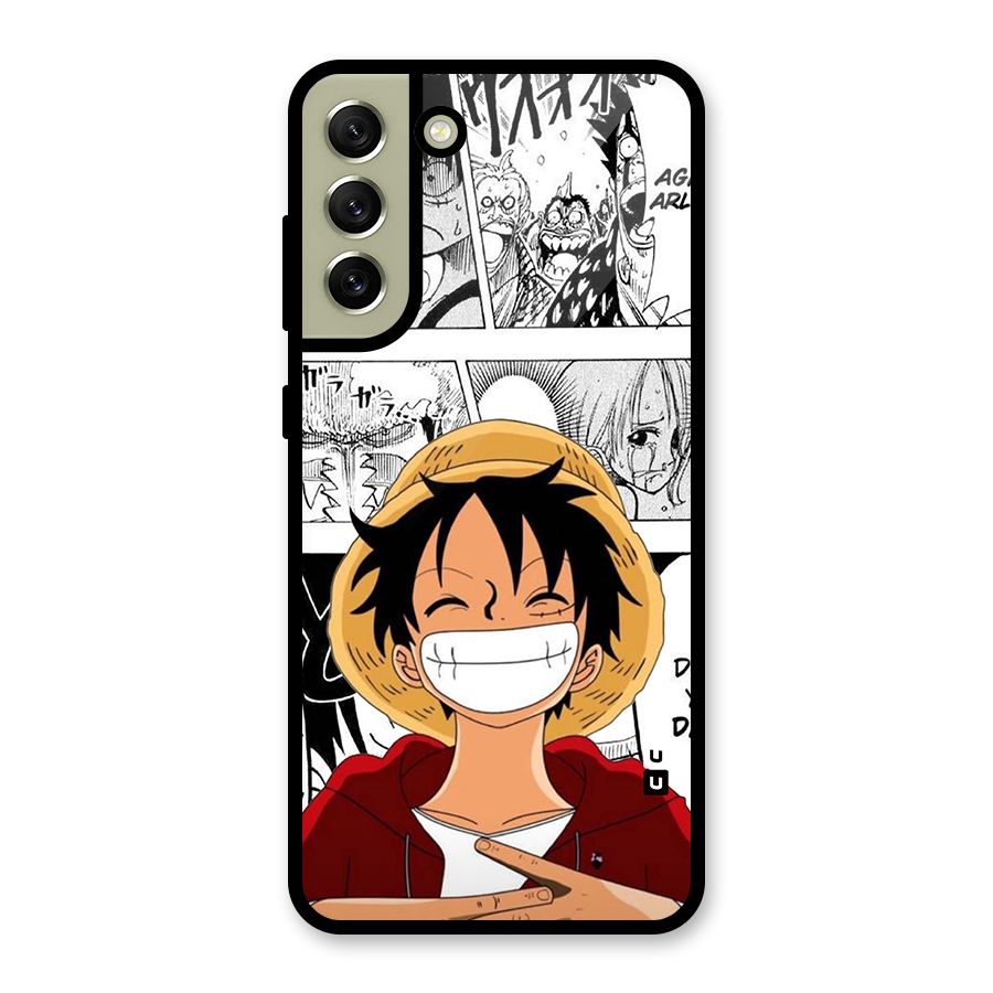 Manga Style Luffy Glass Back Case for Galaxy S21 FE 5G