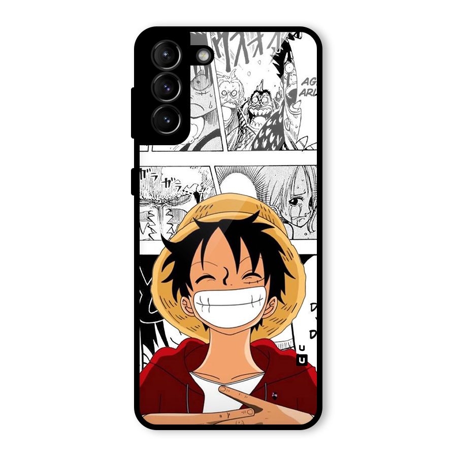 Manga Style Luffy Glass Back Case for Galaxy S21 Plus