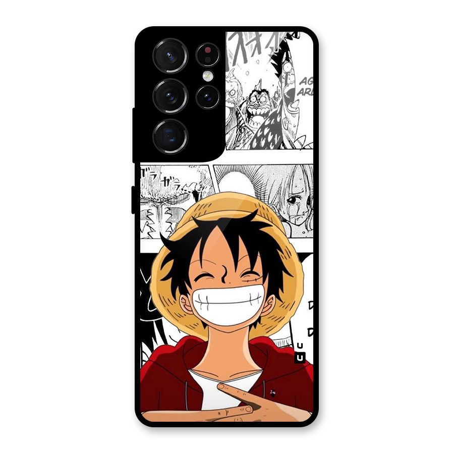 Manga Style Luffy Glass Back Case for Galaxy S21 Ultra 5G