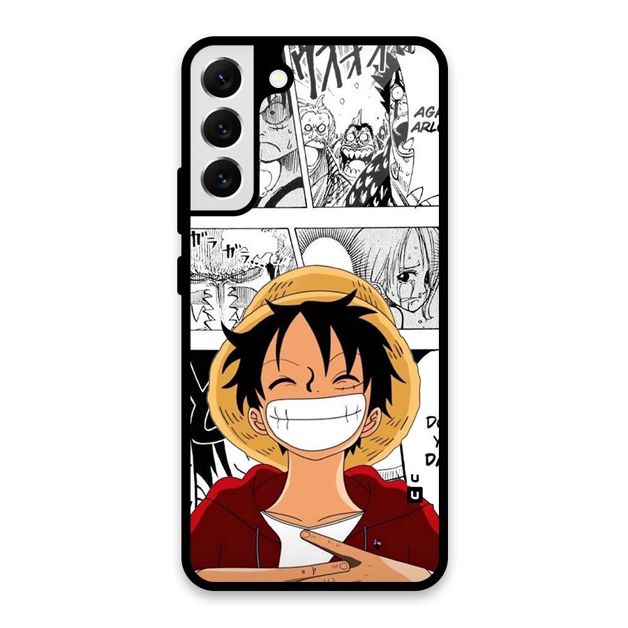 Manga Style Luffy Glass Back Case for Galaxy S22 Plus 5G