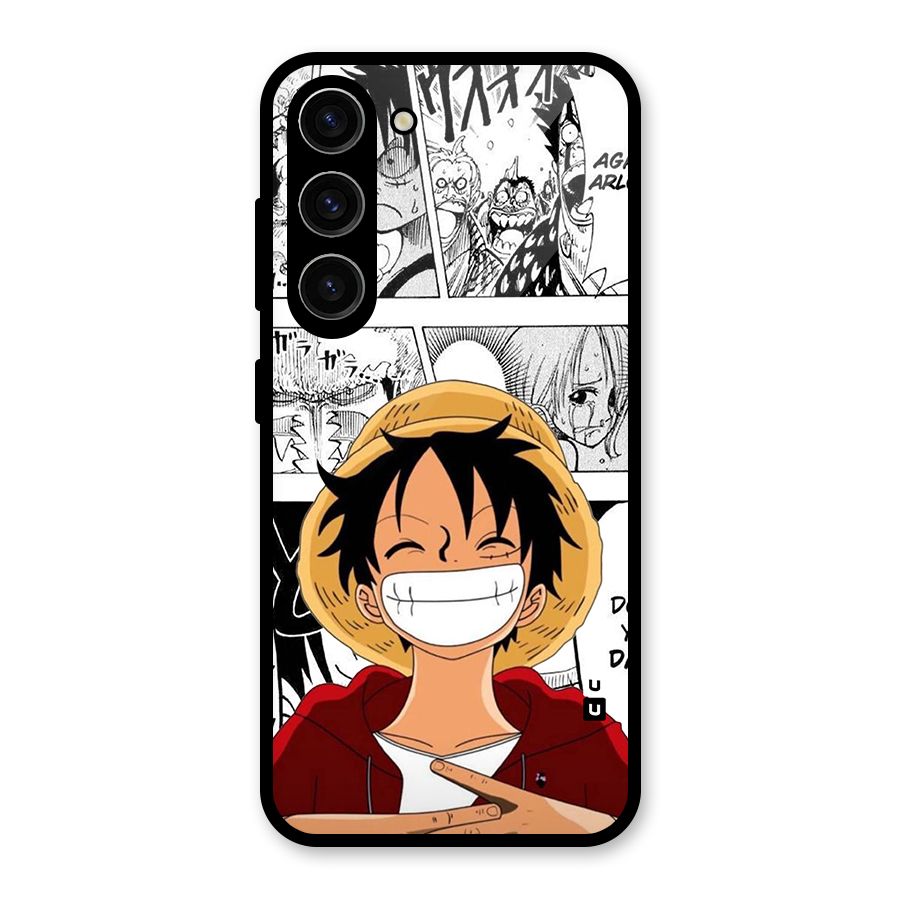 Manga Style Luffy Glass Back Case for Galaxy S23