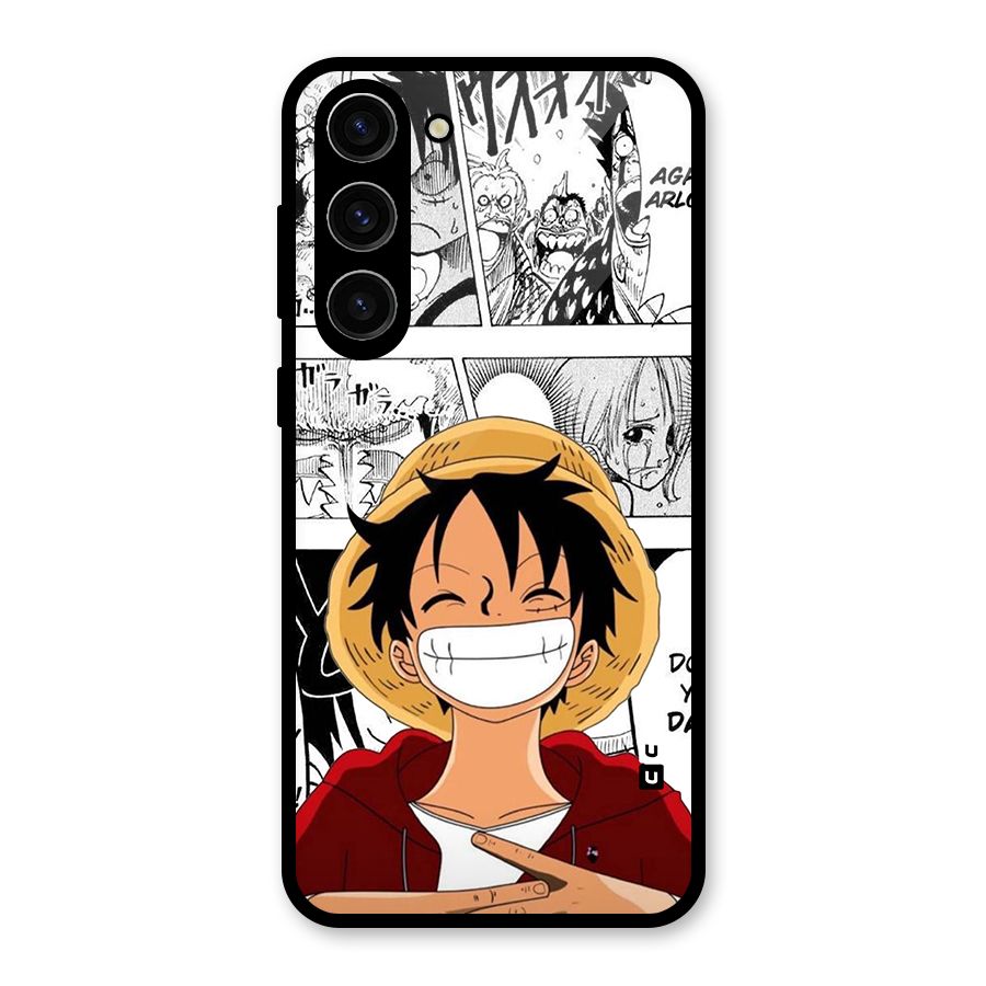 Manga Style Luffy Glass Back Case for Galaxy S23 Plus