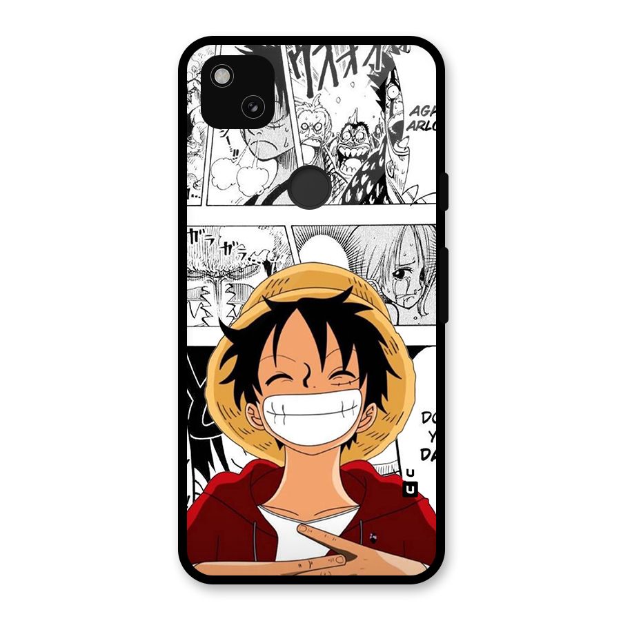 Manga Style Luffy Glass Back Case for Google Pixel 4a