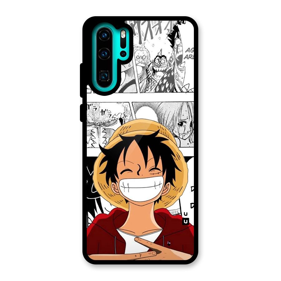 Manga Style Luffy Glass Back Case for Huawei P30 Pro