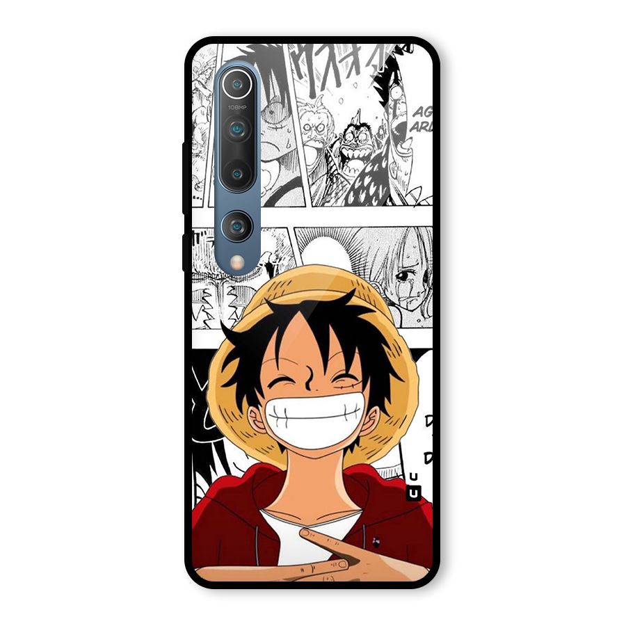 Manga Style Luffy Glass Back Case for Mi 10