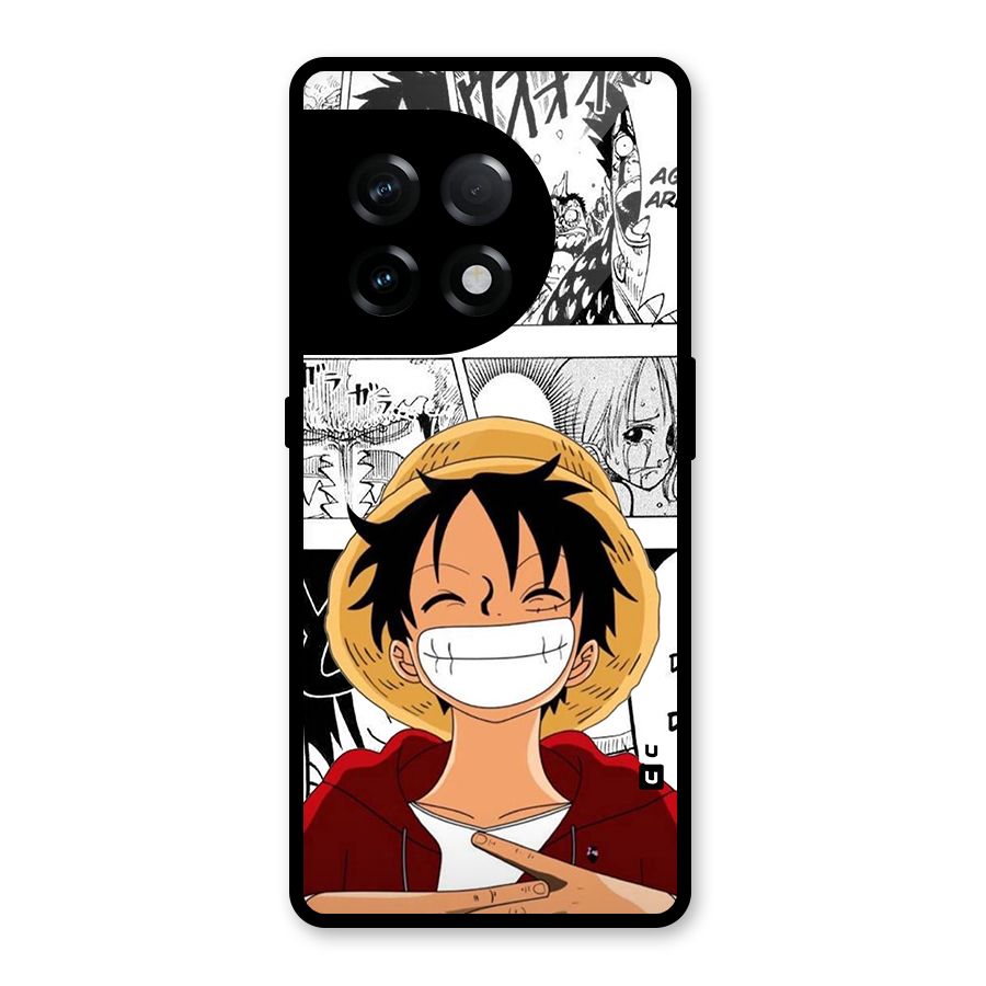 Manga Style Luffy Glass Back Case for OnePlus 11R