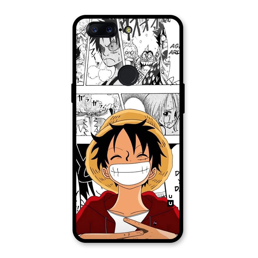 Manga Style Luffy Glass Back Case for OnePlus 5T