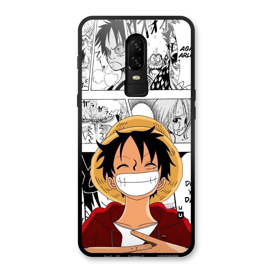 Manga Style Luffy Glass Back Case for OnePlus 6