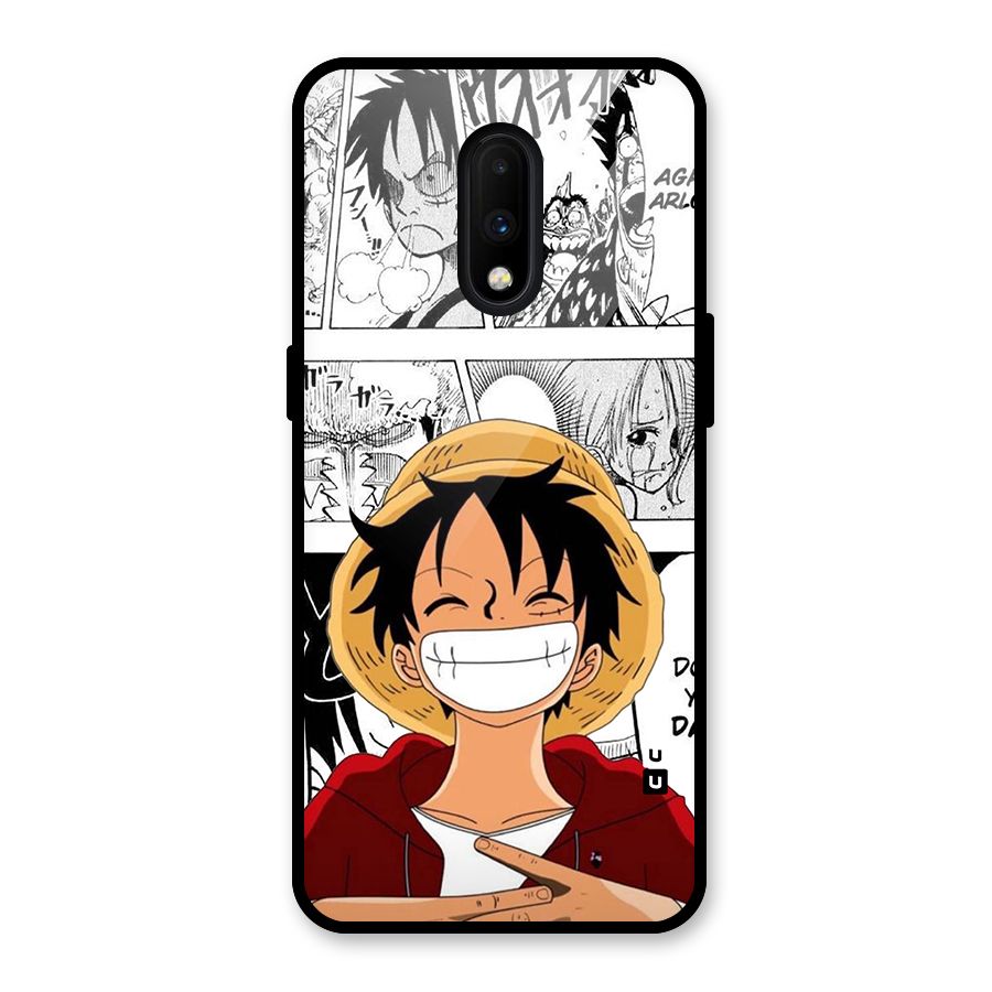 Manga Style Luffy Glass Back Case for OnePlus 7