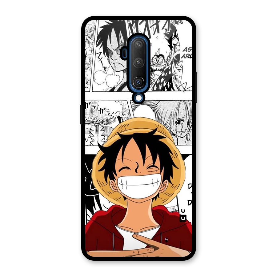 Manga Style Luffy Glass Back Case for OnePlus 7T Pro