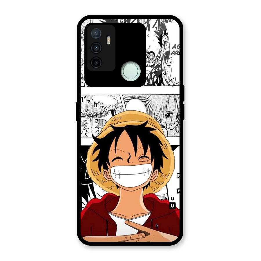 Manga Style Luffy Glass Back Case for Oppo A53
