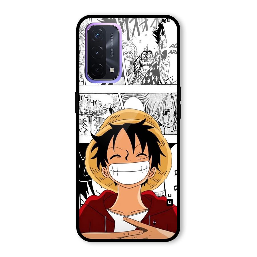 Manga Style Luffy Glass Back Case for Oppo A74 5G