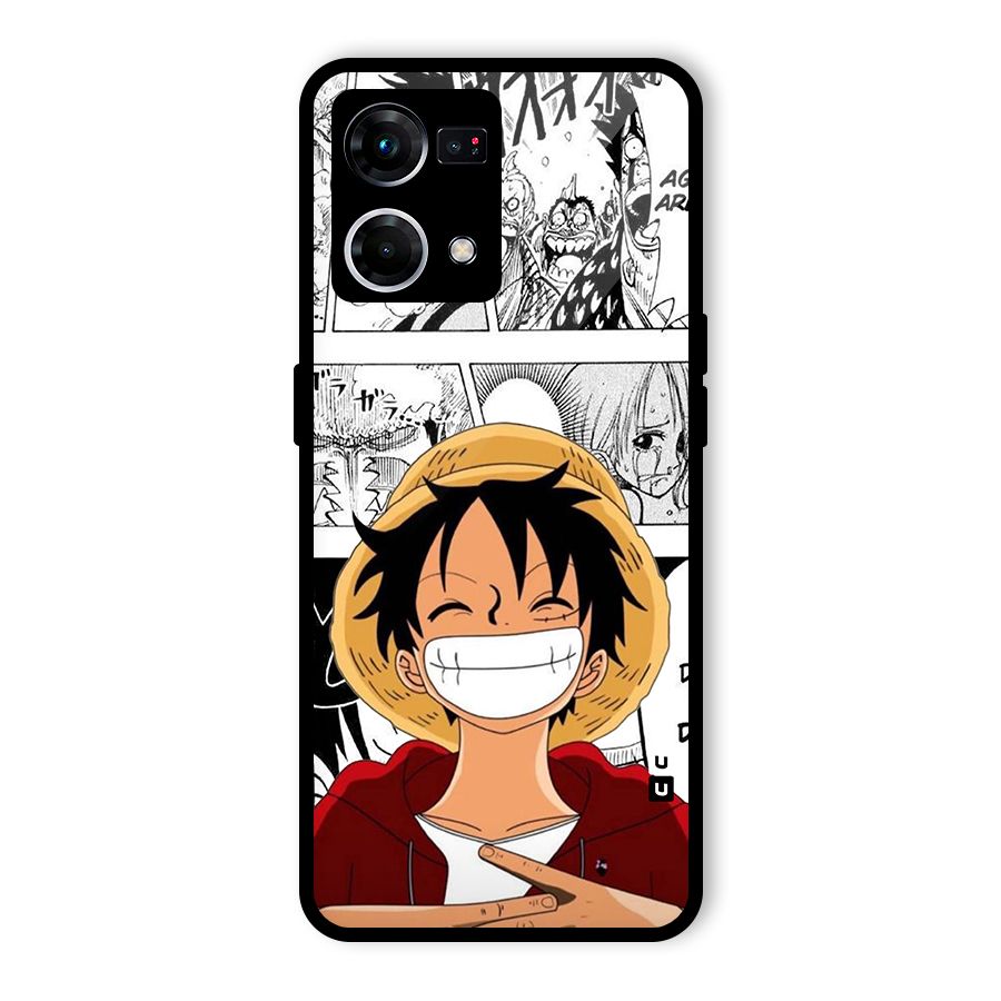 Manga Style Luffy Glass Back Case for Oppo F21s Pro 4G