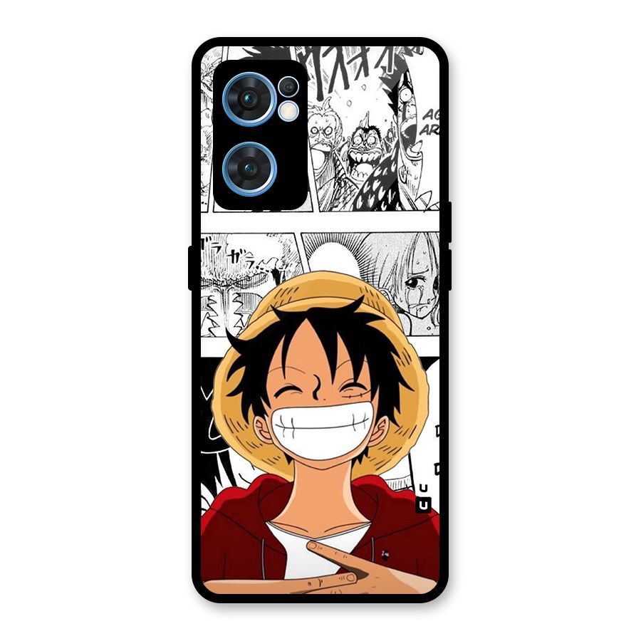 Manga Style Luffy Glass Back Case for Oppo Reno7 5G